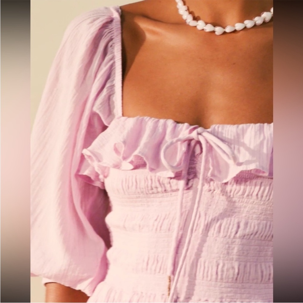 Free People Oasis Ruffle Romantic Cotton Gauzy Cottagecore Coquette Midi Dress - Picture 5 of 10